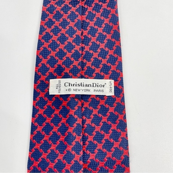Vintage Christian Dior Navy Blue and Red Knit Power Old Money Quiet Luxury Tie - Picture 4 of 12